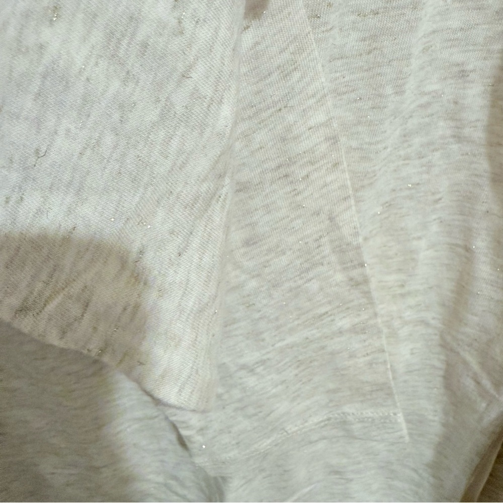 🎁Loft Outlet Women Golden Glittered Top in Cream and Heather Gray size Small - Picture 7 of 7